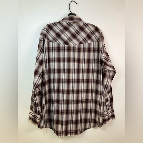 ELY Cattleman Western Yoke Shirt Pearl Snap Brown Plaid Front Pockets Men’s XL - Picture 4 of 8